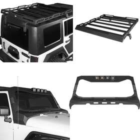Bxg.2060-s Hooke Road Bxg.2071-s Windshield Frame Cover Steel Roof Rack With Led Light Fit 07-18 Jeep Wrangler Jk