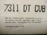 Nos Robbins Conv Top For 88-91 Cavalier, Sunbird, Asc (7311DTCVB). Fixed Price $295.00.