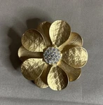 Vtg Premier Designs Matte Gold Rhinestone Flower Convertible Brooch Pendant Pin. Fixed Price $19.99.