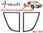 Studebaker Avanti 63-85 Rear Quarter Vent Window Weatherstrip Seals Pair. Fixed Price $150.00.