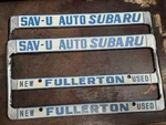 Nos Sav-u Subaru Fullerton California License Frames Brat Xt Dl Gl Wagon Jdm. Fixed Price $124.99.