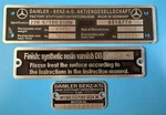 Mercedes W180, Tag Set Deep Etched Aluminum, Engraved With Your Numbers. Fixed Price $225.00.