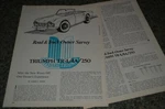 1970 Triumph TR4-4A-250 Original First Look Road Test Owner Survey Article. Fixed Price $7.99.